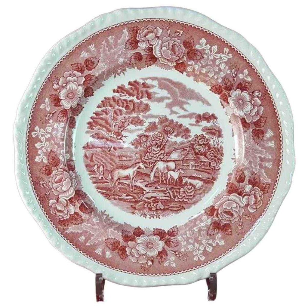 Speiseteller Essteller 26,5 cm Adams English Scenic Rot gebraucht - akzeptabel