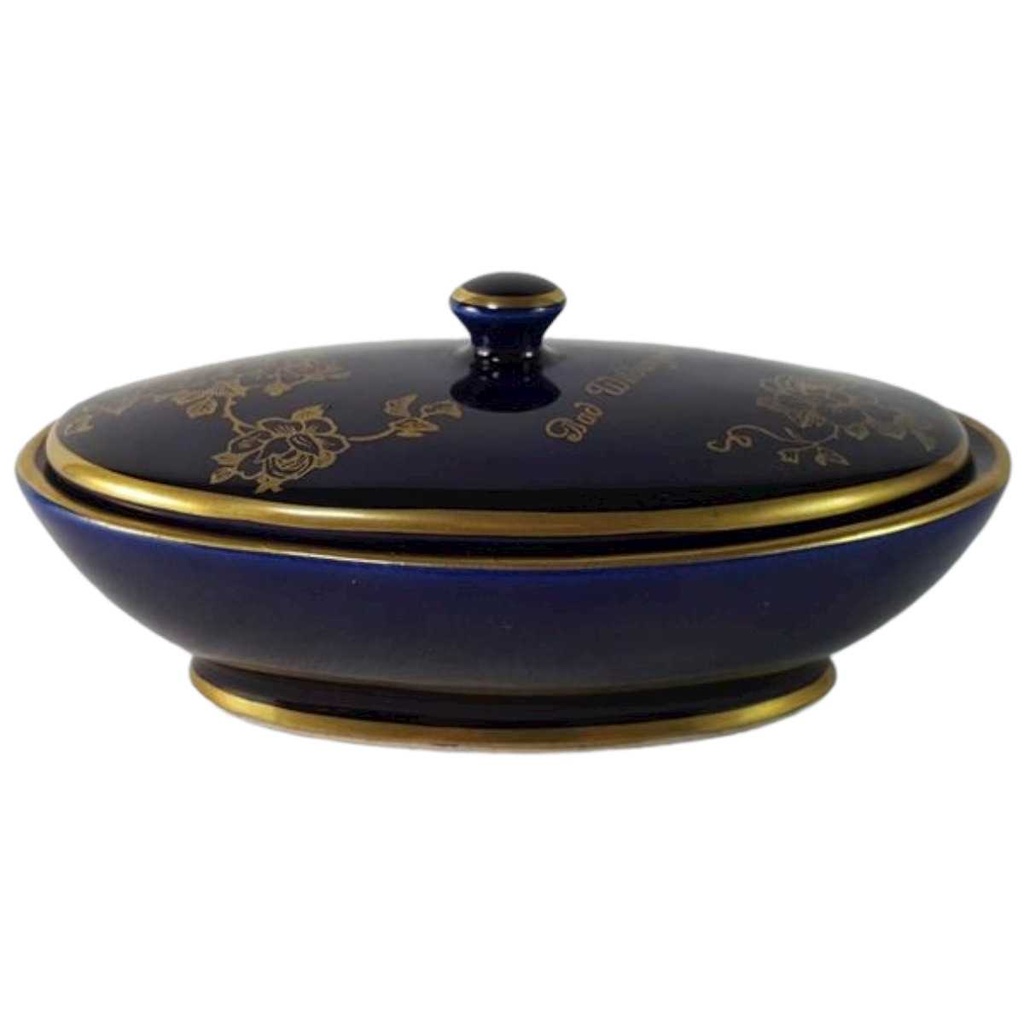 Deckeldose Bonboniere Golddekor KHM Karlheinz Müller Bavaria Kobaltblau Blau gebraucht - sehr gut