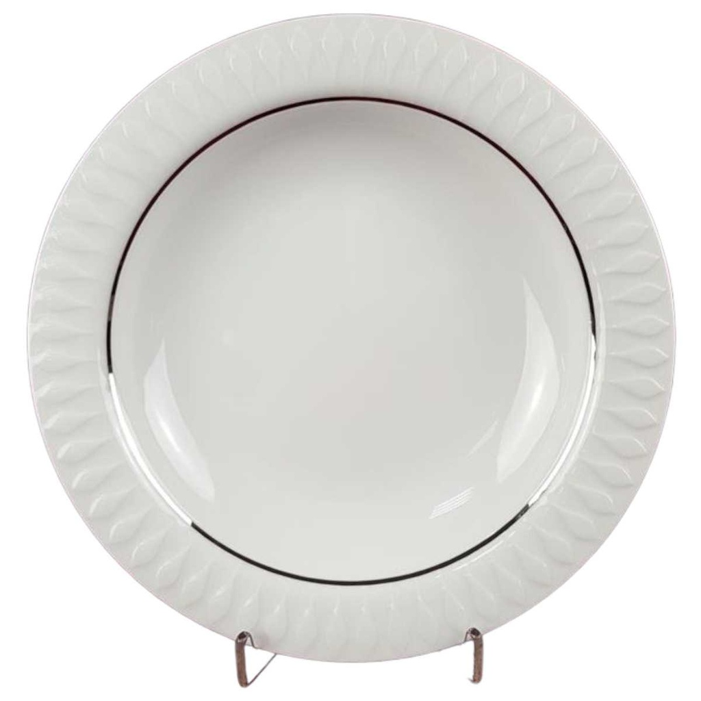 Suppenteller 21,6 cm Thomas Porzellan Lanzette Platinrand Weiß gebraucht - sehr gut