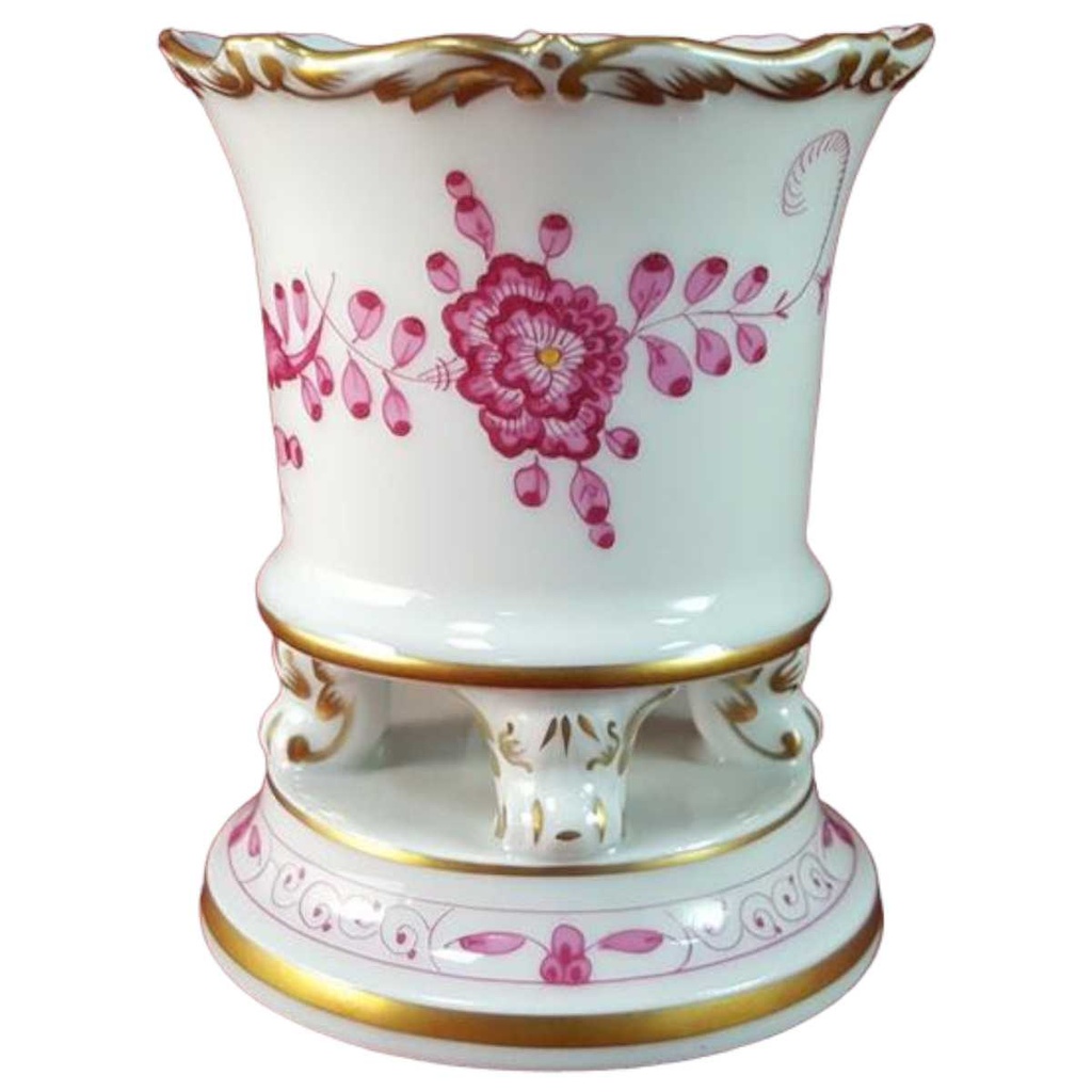 Tischvase Vase Dekorative 8,8 cm Meissen Neuer Ausschnitt Indische Malerei Purpur II. Wahl gebraucht - sehr gut