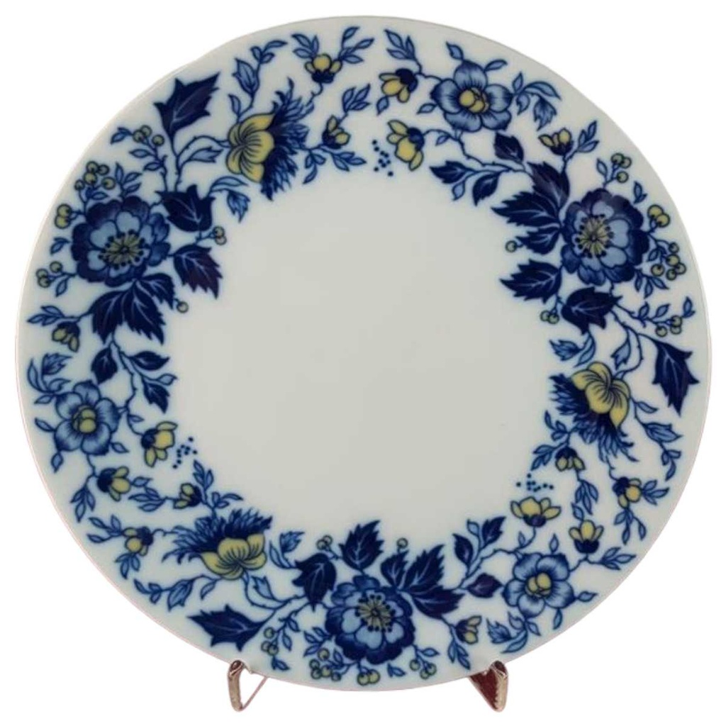 Kuchenteller Dessertteller Frühstücksteller 19,4 cm Seltmann Weiden blau gelb Blumendekor Blumen gebraucht - gut