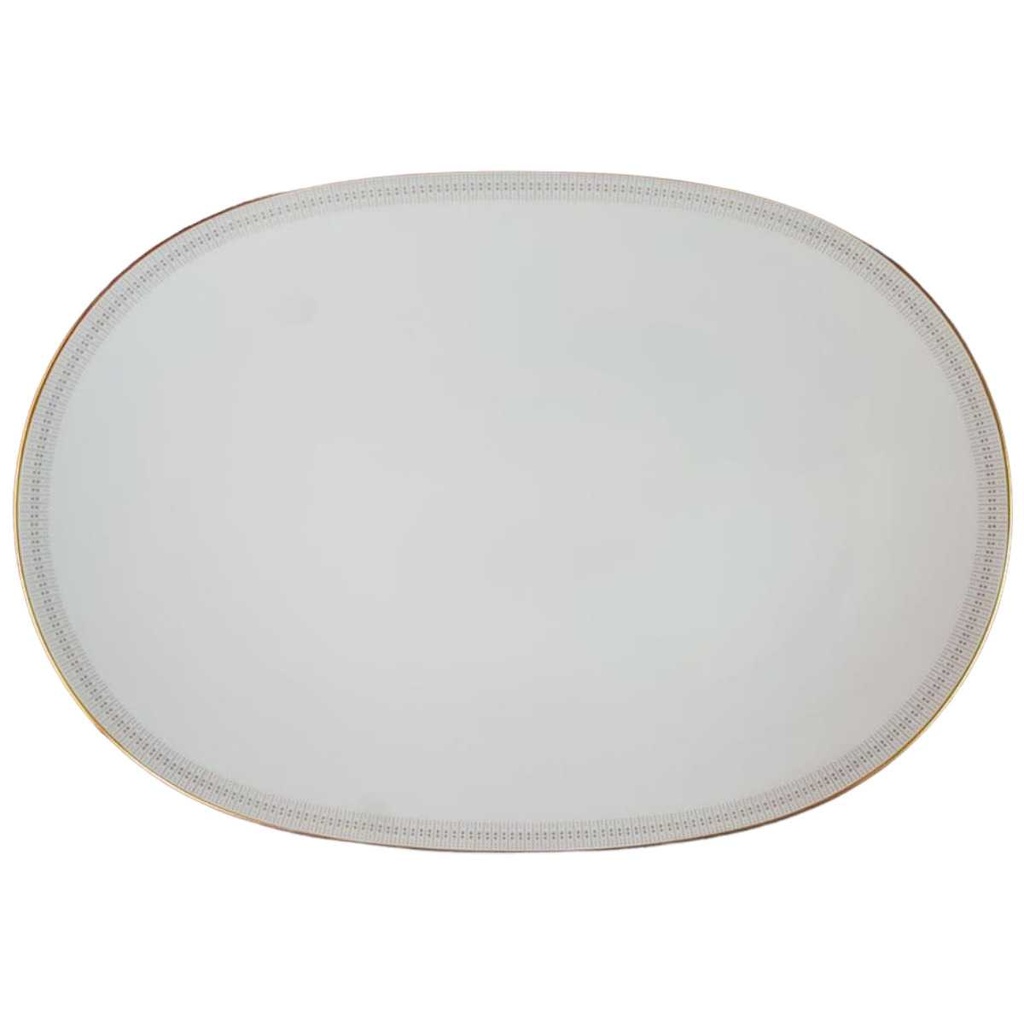 [45816126] Servierplatte Speiseplatte Fleischplatte Steakplatte Goldrand 38,5x27 cm Tirschenreuth Dekor 5042 gebraucht - gut
