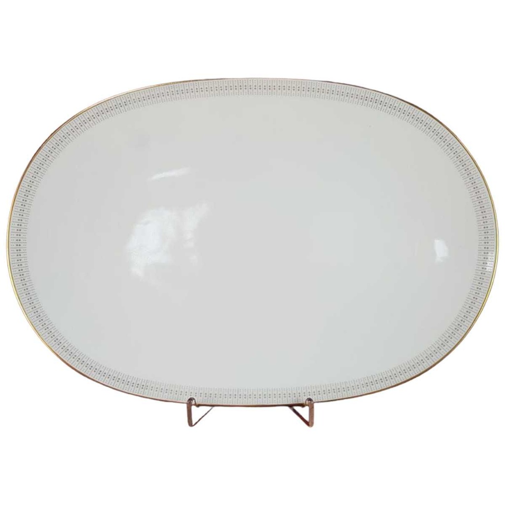 [45816127] Servierplatte Speiseplatte Fleischplatte Steakplatte Goldrand 32,5x22 cm Tirschenreuth Dekor 5042 gebraucht - sehr gut