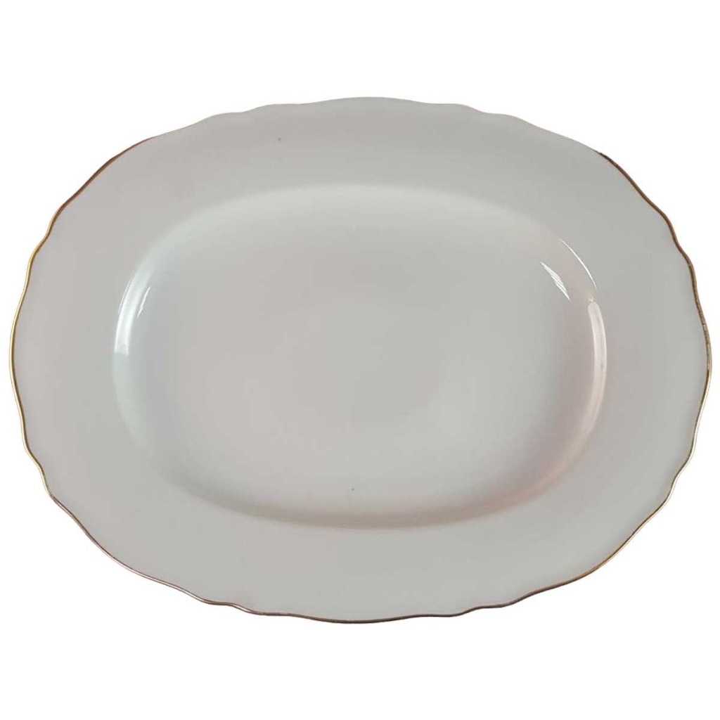 [45816135] Servierplatte Speiseplatte Fleischplatte groß Goldrand 39,2x29,8 cm K & A Krautheim gebraucht - gut