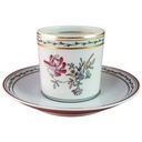 Mokkatasse mit Untertasse Tasse Espressotasse Goldrand Vista Alegre Portugal bunte Blumen gebraucht - sehr gut