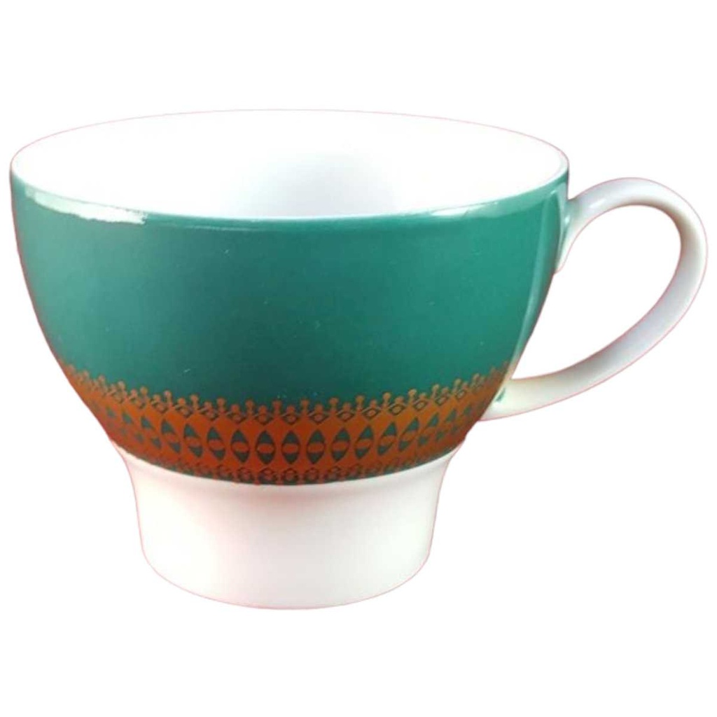 [45816190] Kaffeetasse Tasse Thomas Porzellan Rotunda grün mit Goldbordüre gebraucht - sehr gut