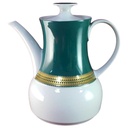 Kaffeekanne Kanne 1,2 L Thomas Porzellan Rotunda grün mit Goldbordüre gebraucht - sehr gut