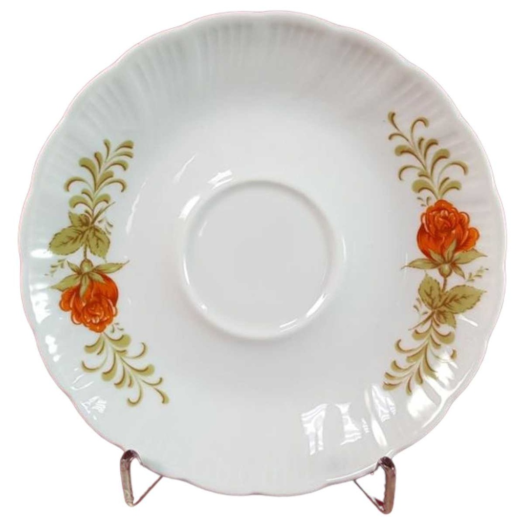 [45816224] Untertasse für Kaffee 14,5 cm Winterling Kirchenlamitz Rillenrelief Orange Blume gebraucht - akzeptabel