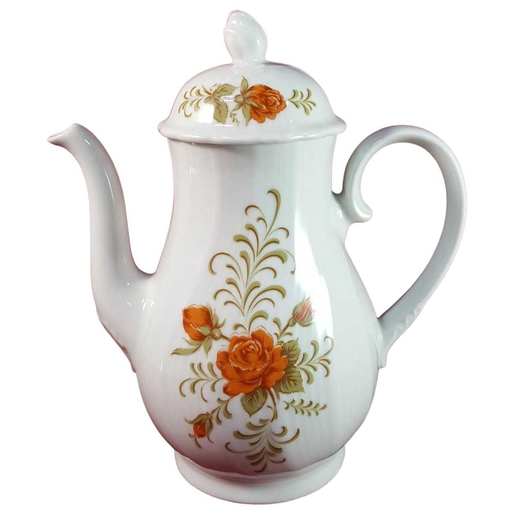 [45816226] Kaffeekanne Kanne 1,4 L Winterling Kirchenlamitz Rillenrelief Orange Blume gebraucht - sehr gut