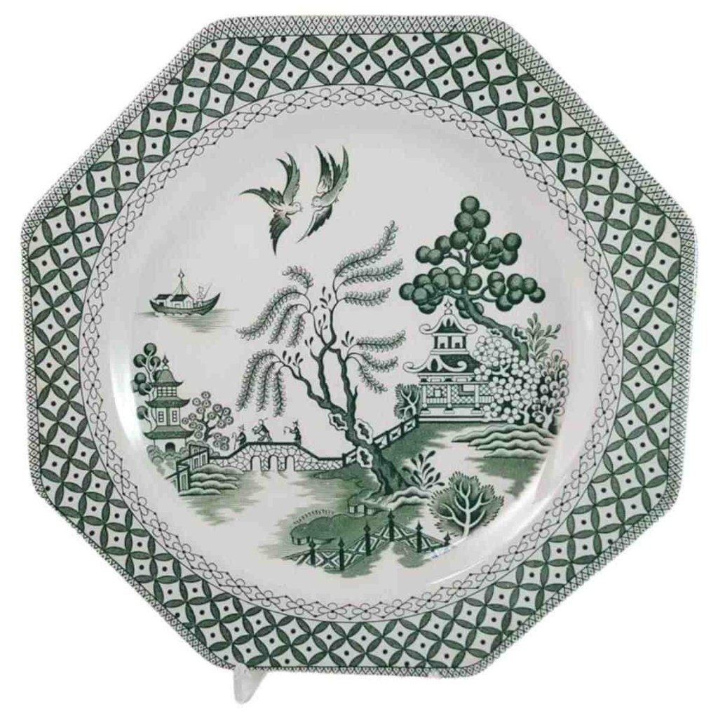 Speiseteller Essteller 25 cm J & G Meakin England Royal Staffordshire Willow grün gebraucht - gut