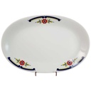 Servierplatte Speiseplatte Fleischplatte Steakplatte 32,2x21,7 cm Mitterteich Form 890 blau grün rot Blumendekor Blumen gebraucht - akzeptabel