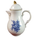 Kaffeekanne Kanne Goldrand 1,4 L Schaller blaue Blumendekor mit Blumen Blau gebraucht - akzeptabel
