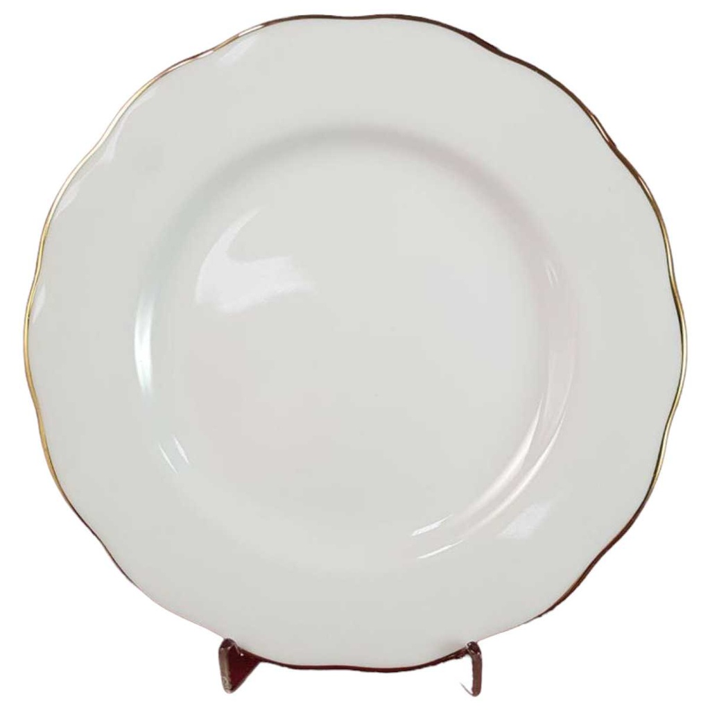 [45816292] Kuchenteller Dessertteller Frühstücksteller Goldrand 21 cm Royal Vale Weiß mit gebraucht - sehr gut