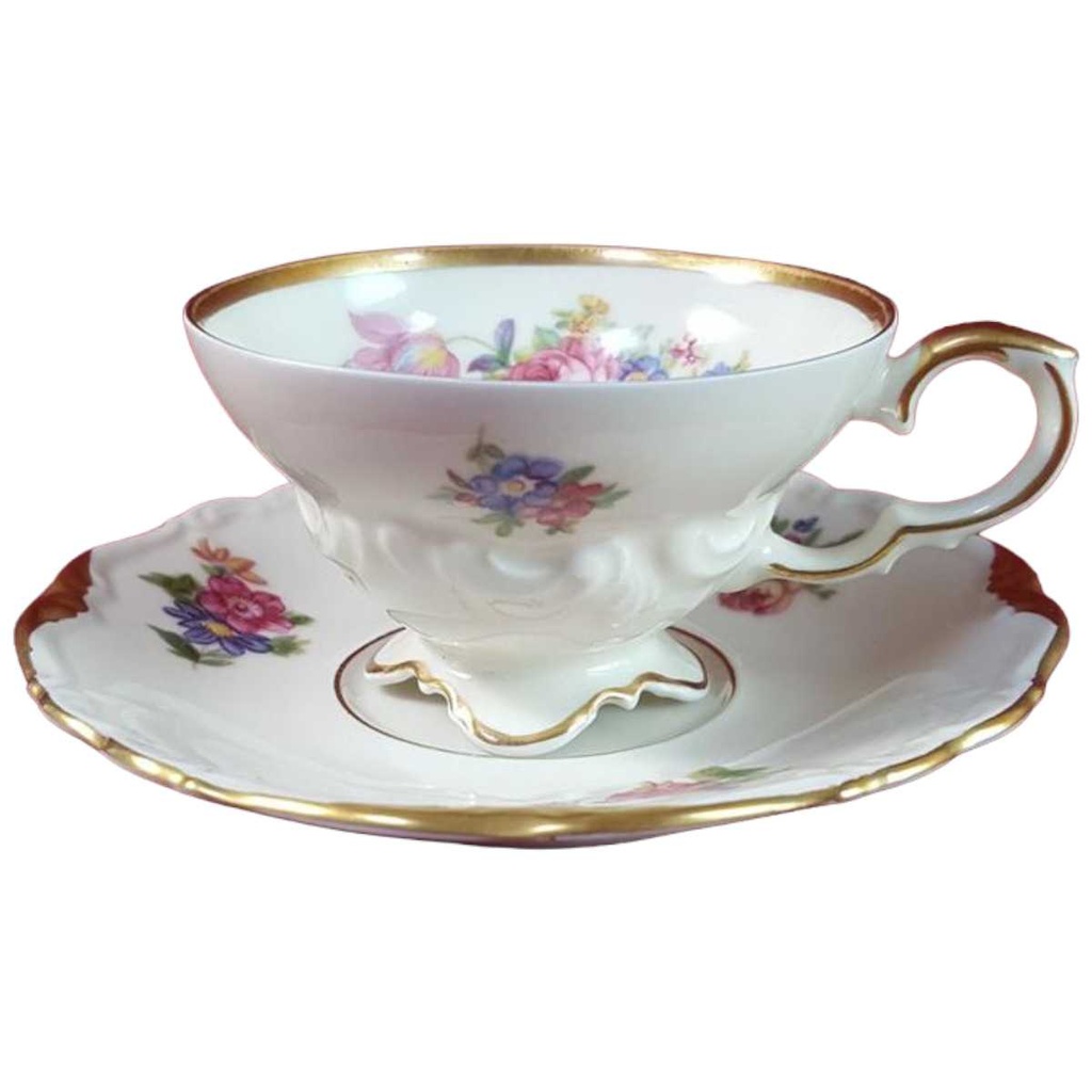 Sammeltasse Tasse Espressotasse Edelstein Bavaria Maria Theresia Blumendekor 15692 Blumen gebraucht - gut
