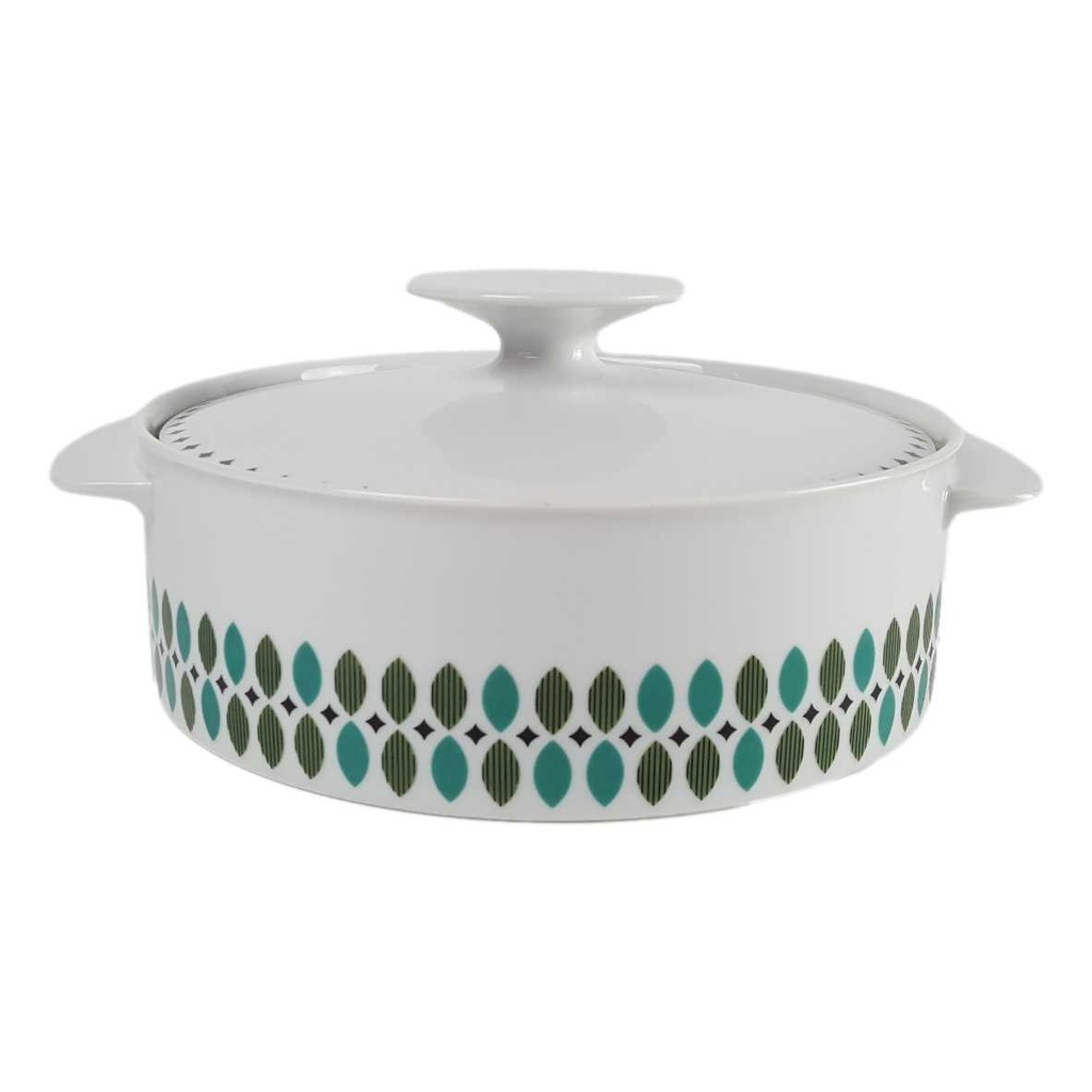 [458163855] Terrine Servierschüssel 1,3 L Thomas Porzellan Medaillon grüne Blätter gebraucht - gut