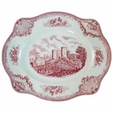 Servierplatte Speiseplatte Fleischplatte Steakplatte 28,2x23,3 cm Johnson Bros Old Britain Castles Rot gebraucht - gut