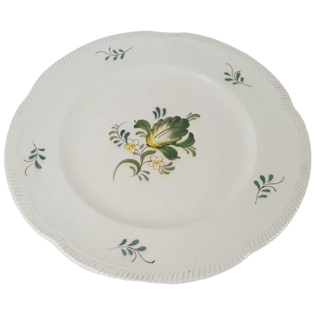 [458163860] Untertasse 17,3 cm VEB Dresden Blumendekor grün gelb Blumen gebraucht - akzeptabel