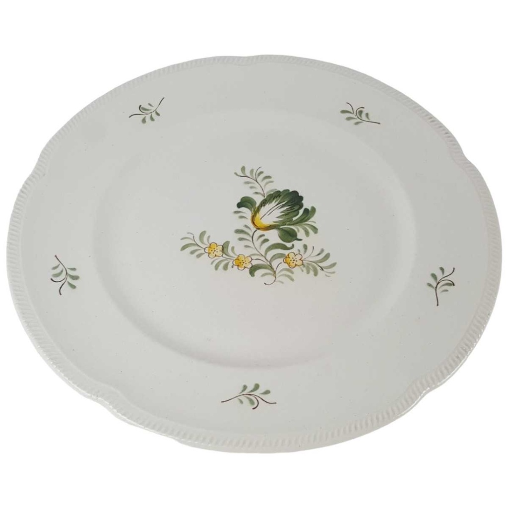 [458163861] Speiseteller Essteller 24,5 cm VEB Dresden Blumendekor grün gelb Blumen gebraucht - akzeptabel