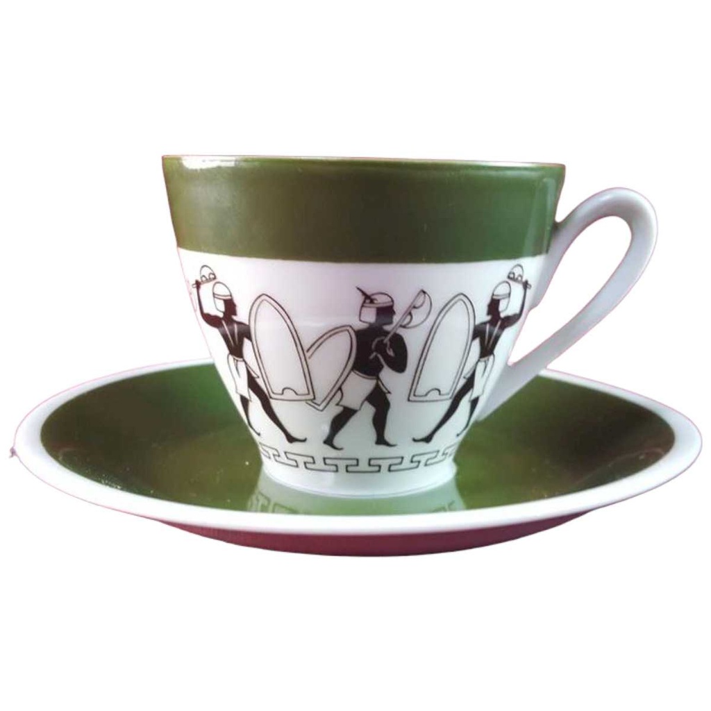 Mokkatasse mit Untertasse Tasse Espressotasse Oscar Schlegelmilch Dekor ägyptische Krieger gebraucht - gut