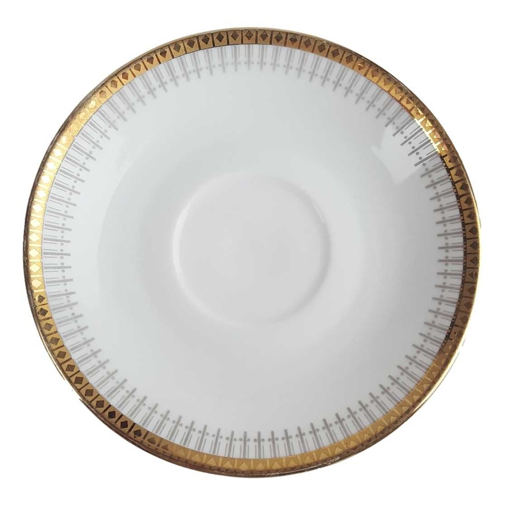 Untertasse Goldrand 14,9 cm Winterling Kirchenlamitz grau Dekor gebraucht - gut