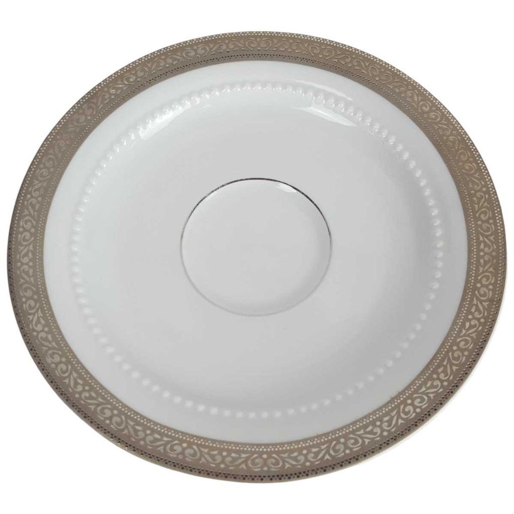 [458164159] Untertasse Unterteller 14,7 cm Eschenbach Venedig Perlrand Platinrand Bavaria gebraucht - gut