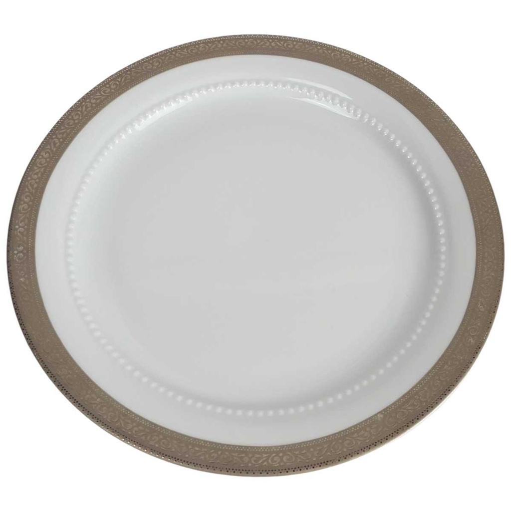 Kuchenteller Dessertteller 19,4 cm Eschenbach Venedig Perlrand Platinrand Bavaria gebraucht - gut