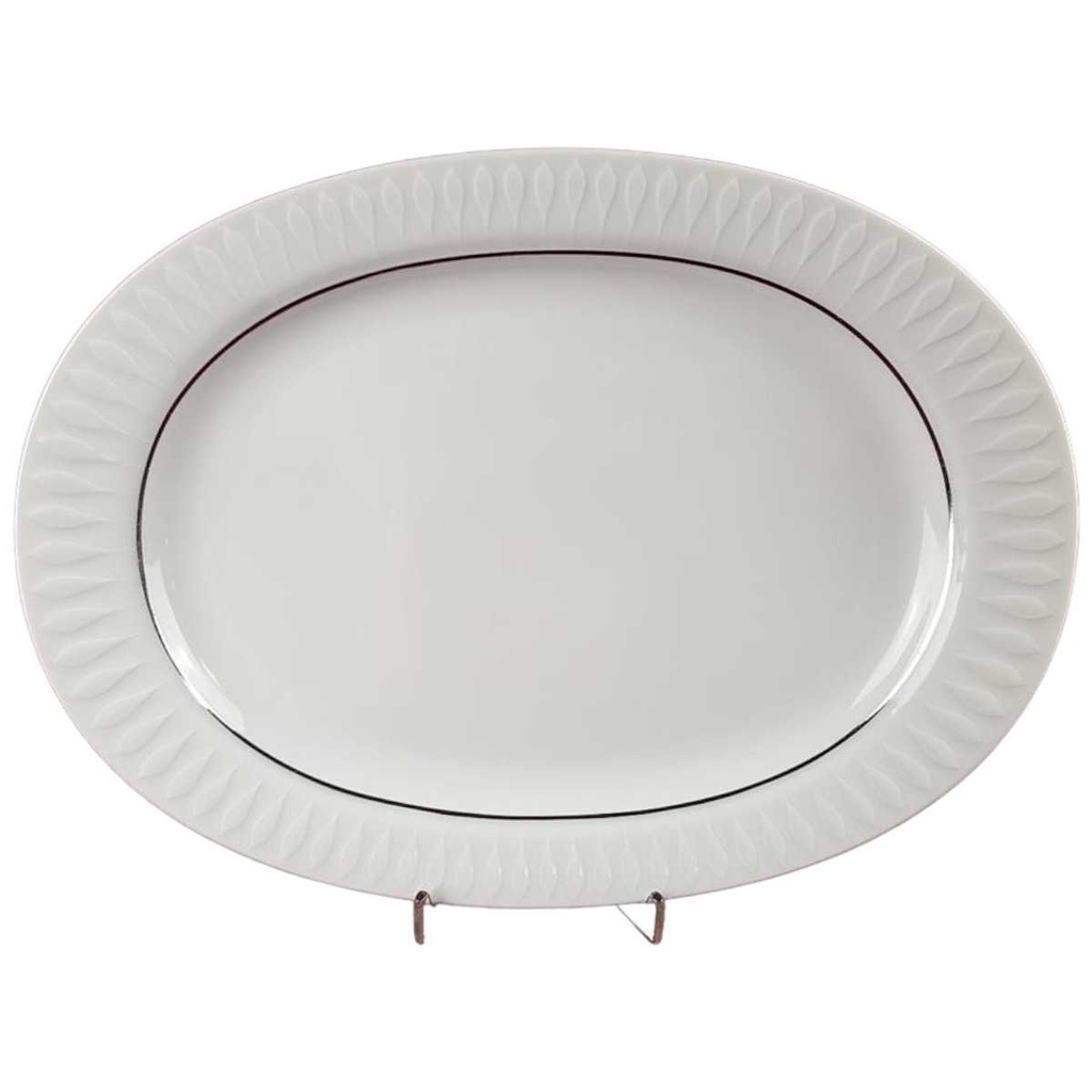 [45816424] Servierplatte Speiseplatte Fleischplatte Steakplatte 33x24 cm Thomas Porzellan Lanzette Platinrand gebraucht - gut