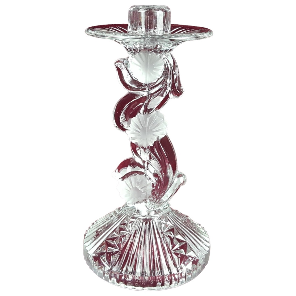 [458164285] Bohemia Glas Kerzenhalter Handarbeit H 21,2 cm
