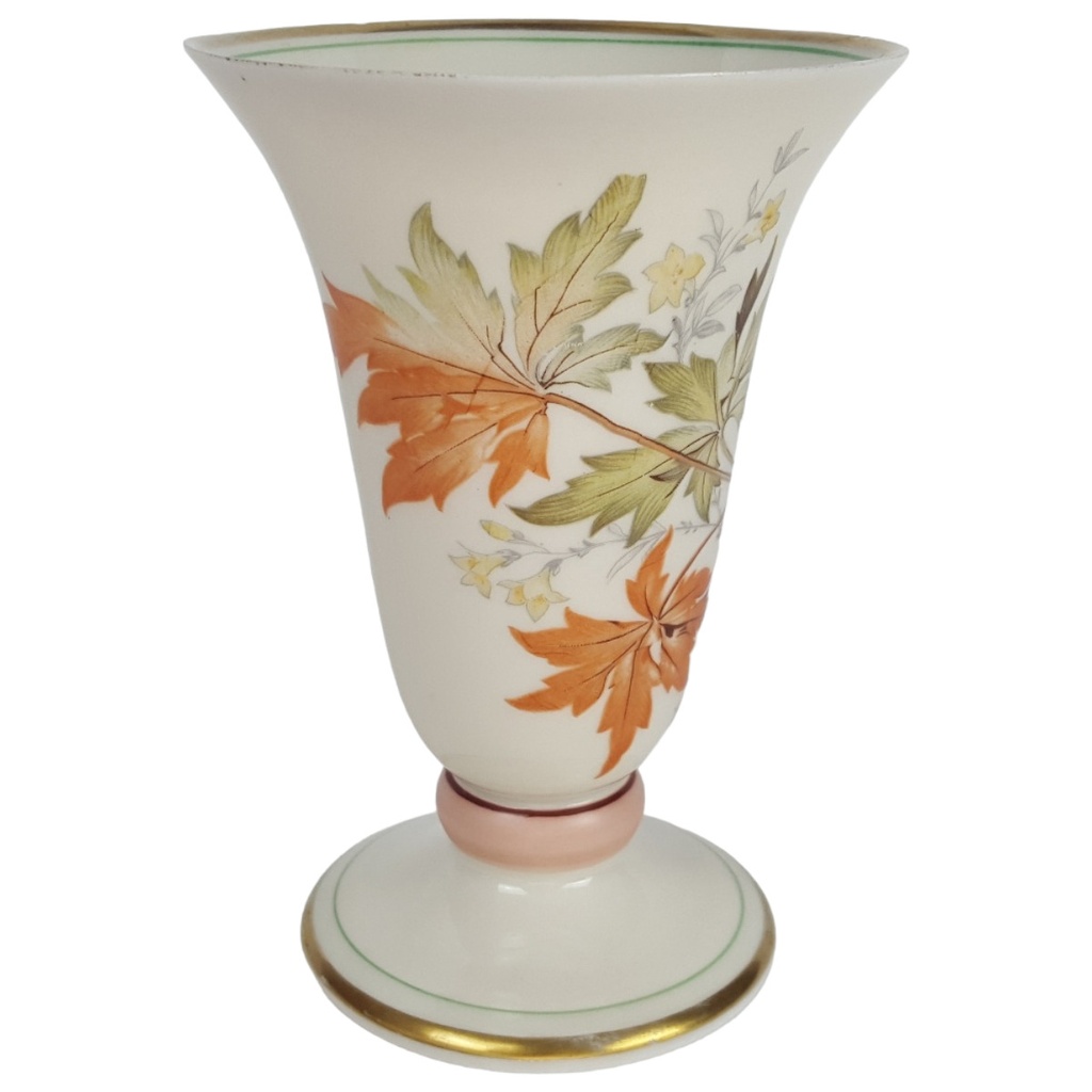 VEB Reichenbach Porzellan Vase Florale Dekor Goldrand H 14,9 cm