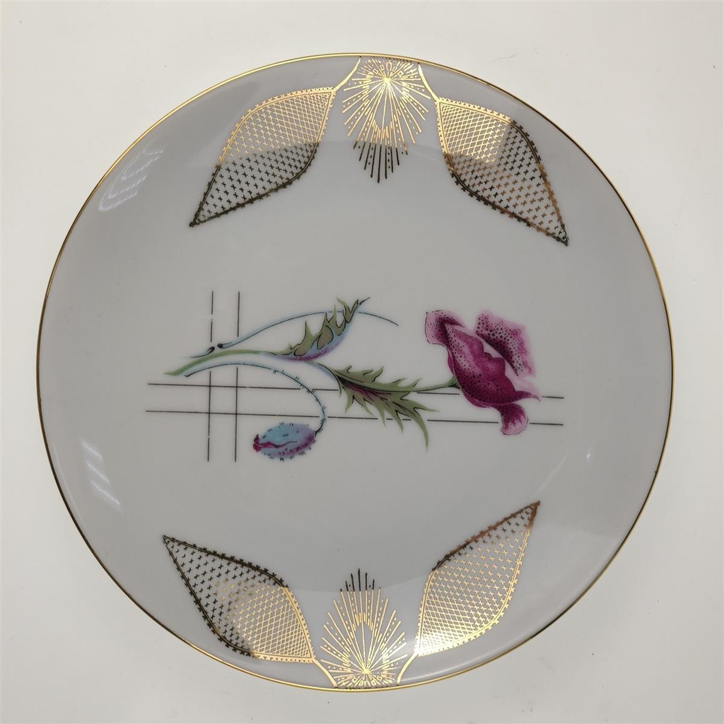 [458164306K] Kuchenteller Goldrand Golddekor Winterling Kirchenlamitz Blumendekor Blumen gebraucht - gut