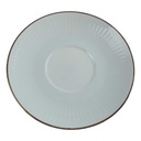 Untertasse für Suppe Goldrand 100 Jahre 17 cm Bareuther Waldsassen Unbestimmte Formen weiß geriffelt gebraucht - gut