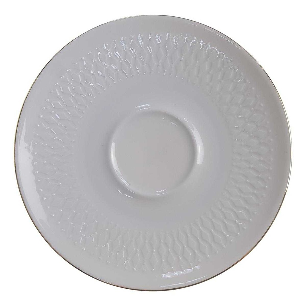 Untertasse Goldrand 15,4 cm Winterling Röslau Reliefdekor weiß gebraucht - gut