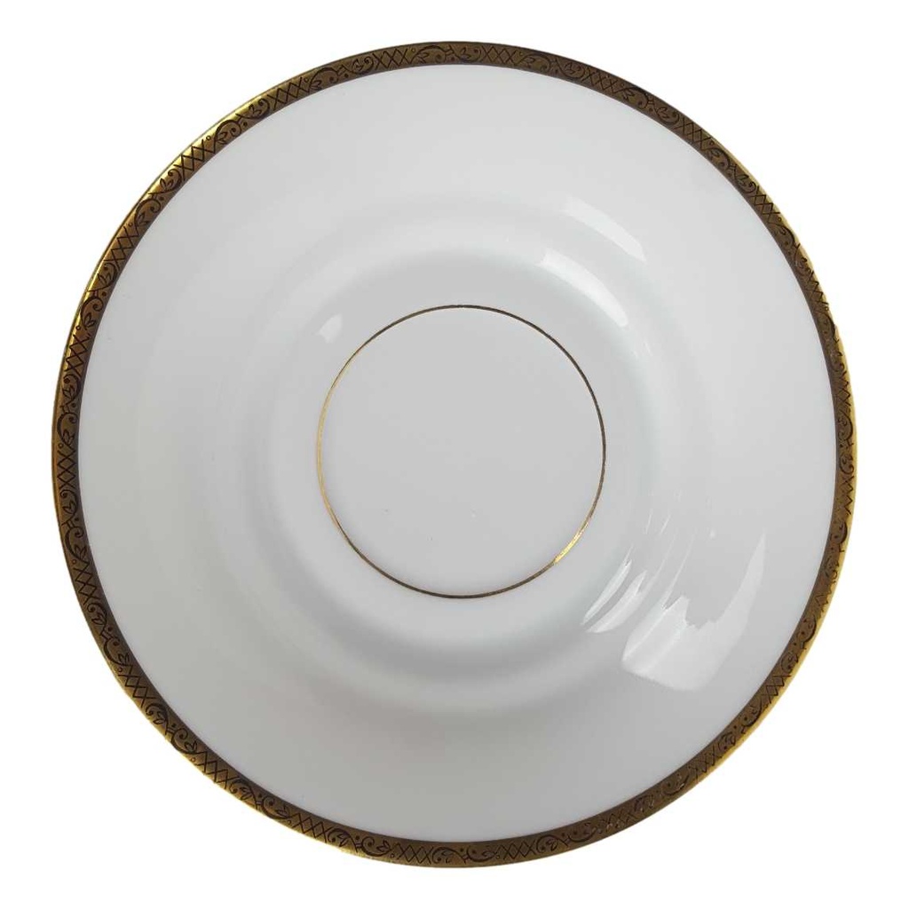 Untertasse Goldrand 14,6 cm Schönwald Alt schwarz gold gebraucht - gut