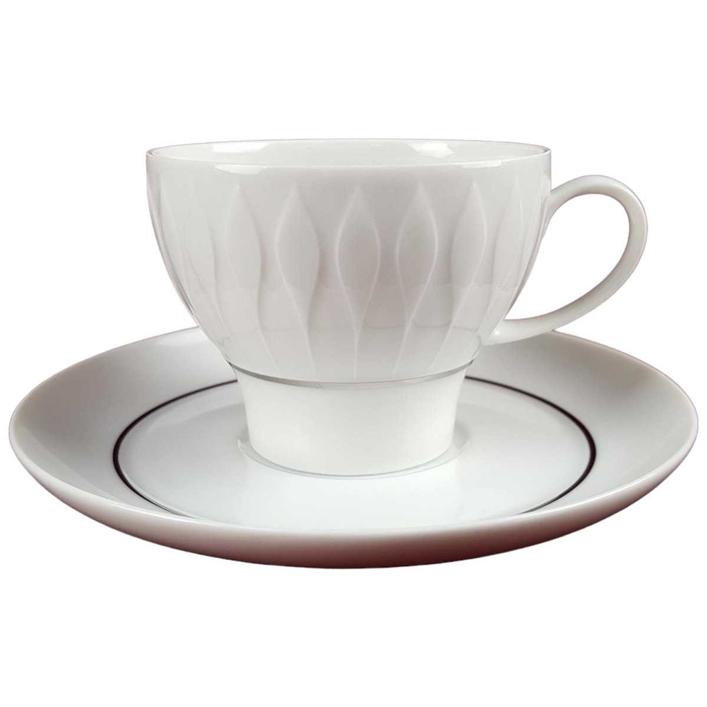 [45816435] Kaffeetasse mit Untertasse Tasse 2tlg Thomas Porzellan Lanzette Platinrand Weiß