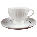 Kaffeetasse mit Untertasse Tasse 2tlg Thomas Porzellan Lanzette Platinrand Weiß