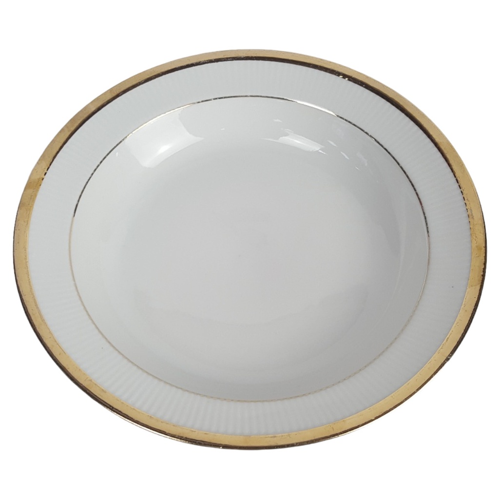 Chodziez Porzellan Goldrand geriffelt Suppenteller D 22,9 cm