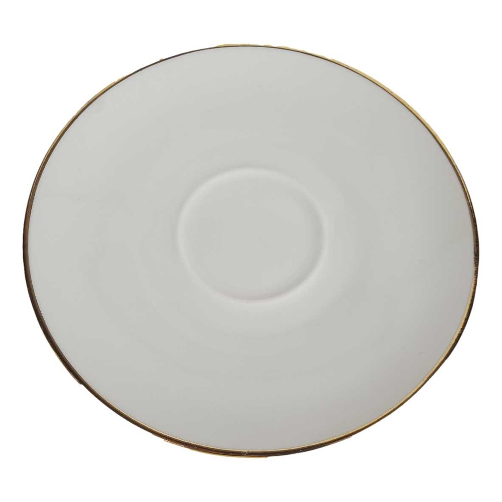 [458164363] Untertasse Goldrand 14,7 cm Bareuther elfenbein gebraucht - gut