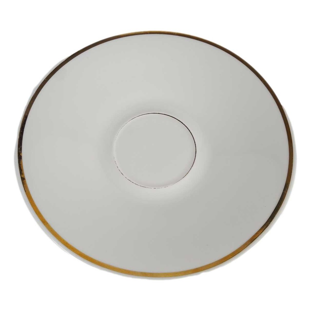 Untertasse Goldrand 15,2 cm PMR Jaeger & Co Bavaria elfenbein gebraucht - gut