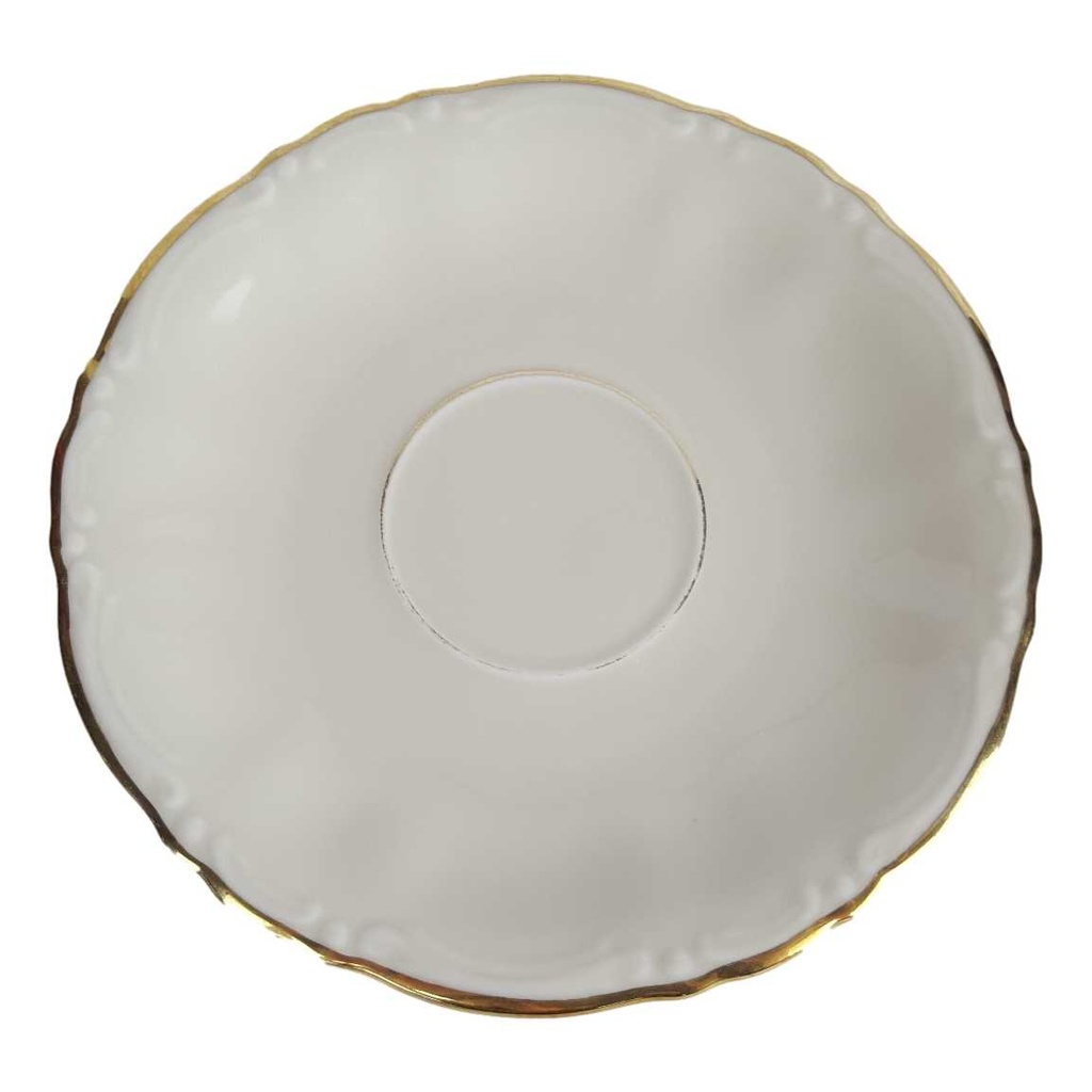 [458164370] Untertasse Goldrand 14,7 cm Kronester Bavaria elfenbein Beige gebraucht - gut