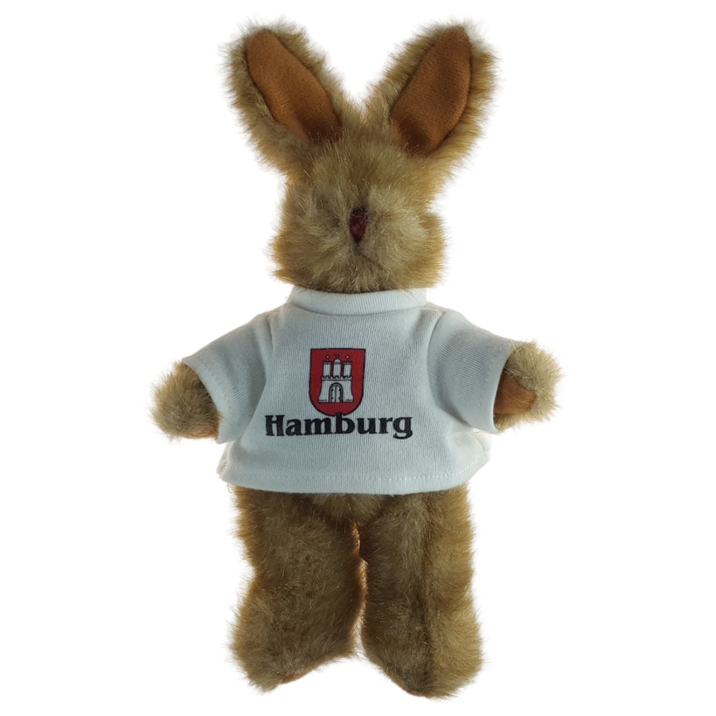 Schneider Hase Kuscheltier Stofftier T-Shirt Hamburg Wappen Souvenir H 24,8 cm