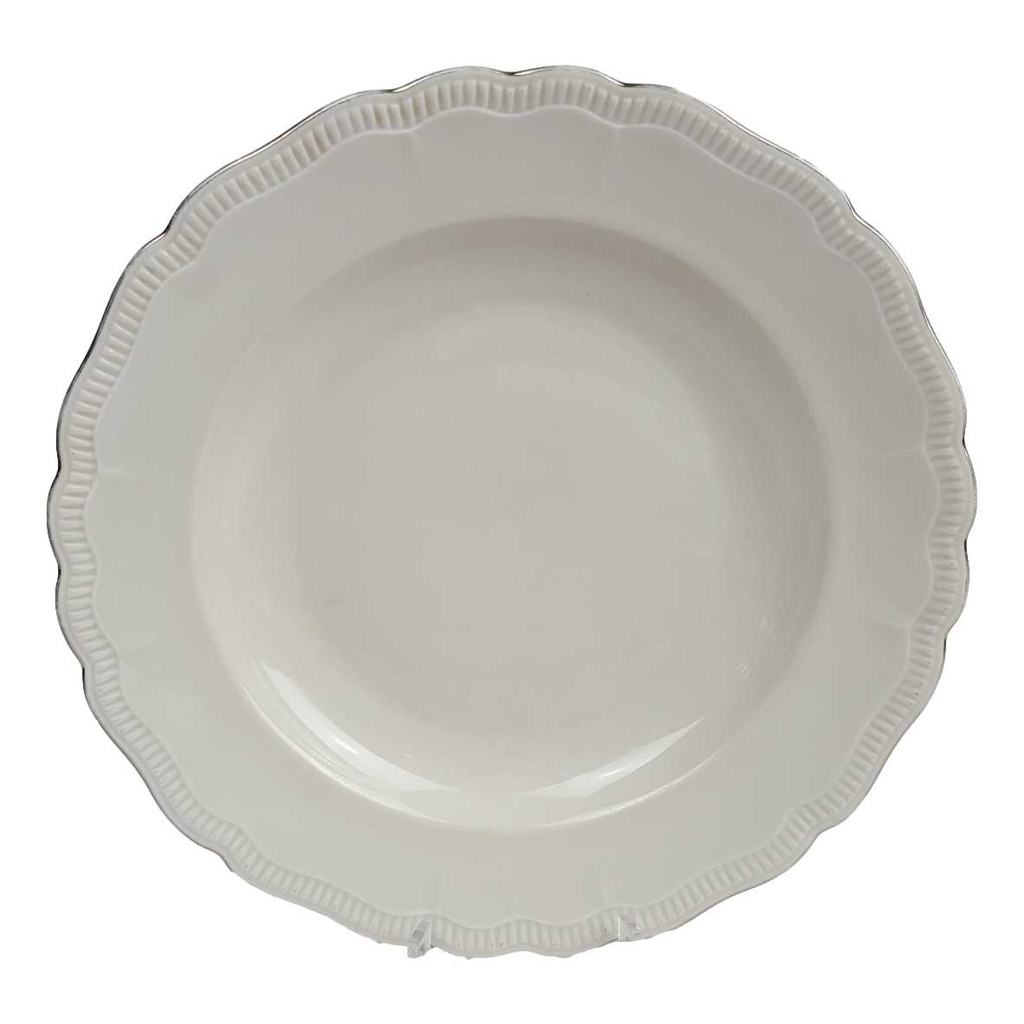 [458164396] Suppenteller Goldrand 24,5 cm PMR Jaeger & Co Bavaria elfenbein gebraucht - akzeptabel