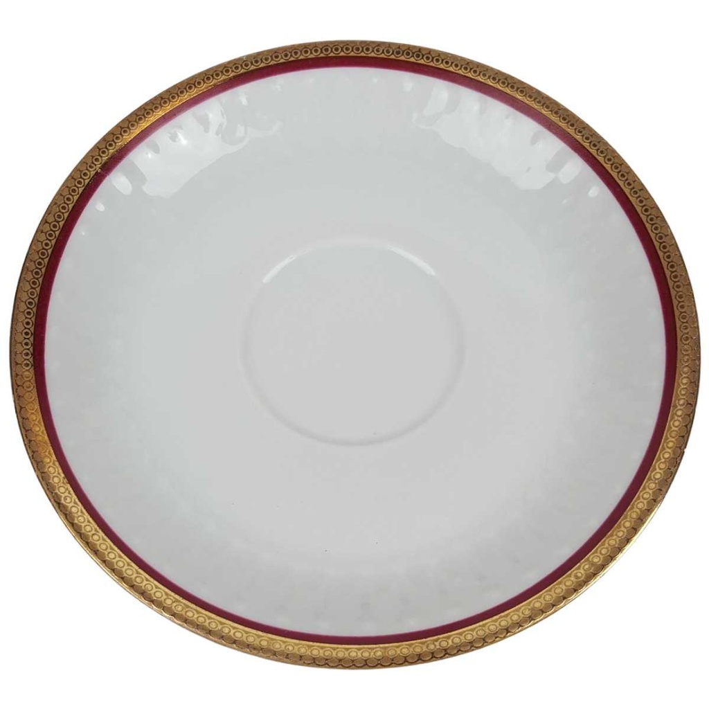 Untertasse Goldrand 14,8 cm Mitterteich Rot Relief Bavaria gebraucht - gut