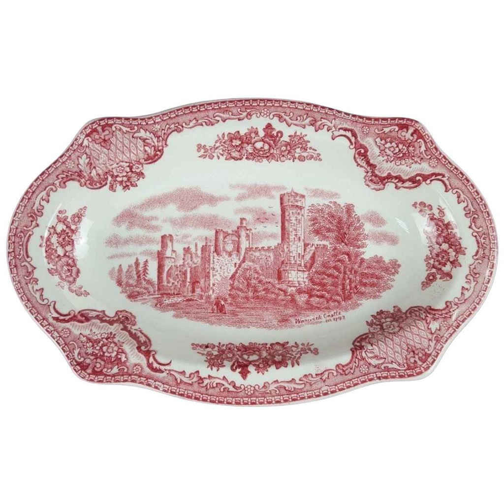 Servierplatte 20,3x13 cm Johnson Bros Old Britain Castles Rot gebraucht - sehr gut