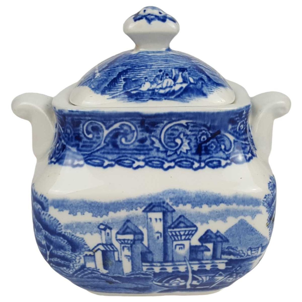 [458164802] Zuckerdose 0,2 L Enoch Wedgwood River Scene Blau gebraucht - gut