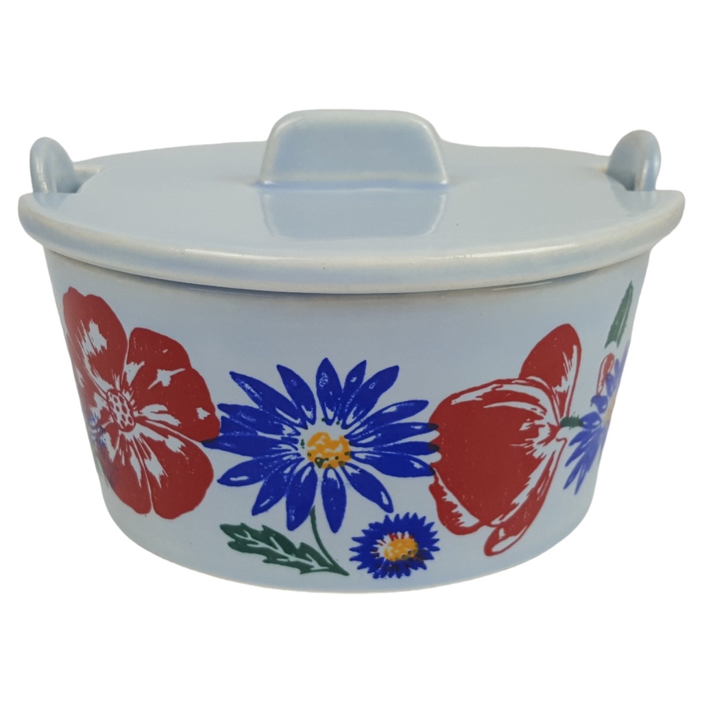Staffel Stoneware Keramik Blumenmotiv Deckeldose H 7,2 cm