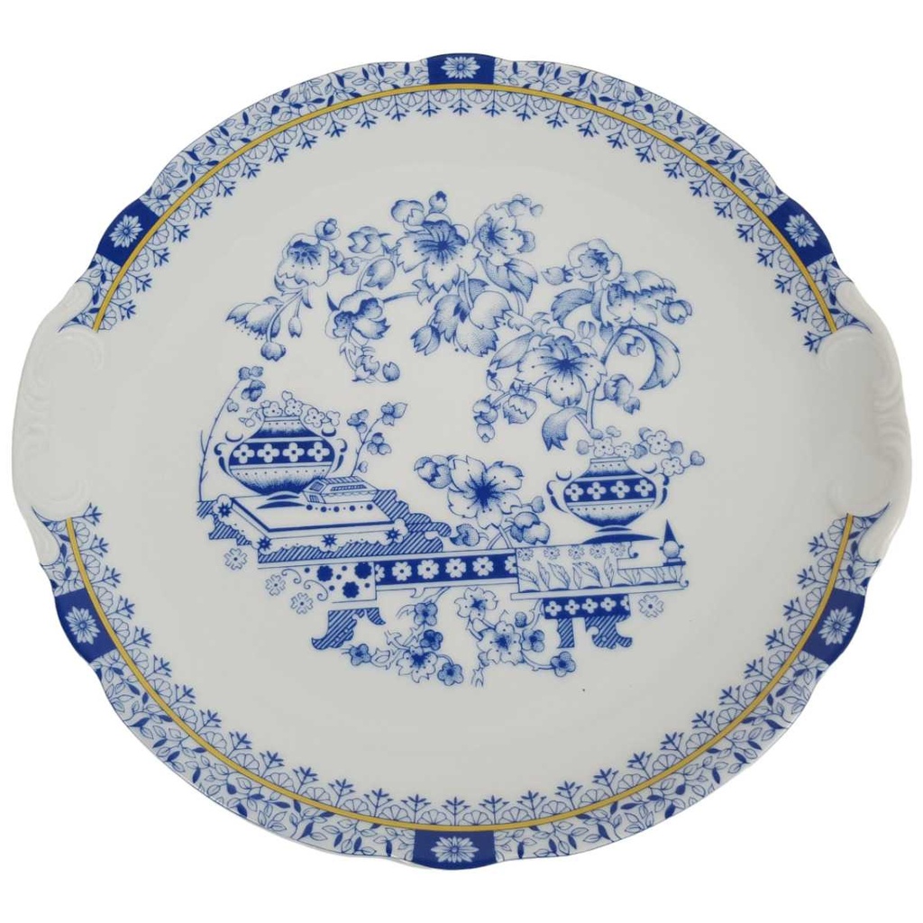 [458164810] Kuchenplatte mit Henkeln Schaller China Blau gebraucht - gut