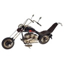 Großes schwarzes Blechmotorrad mit Flamme Modell Motorrad Chopper Deko