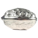 Dekorative Walnuss Schale mit Deckel Alu silber 20 cm