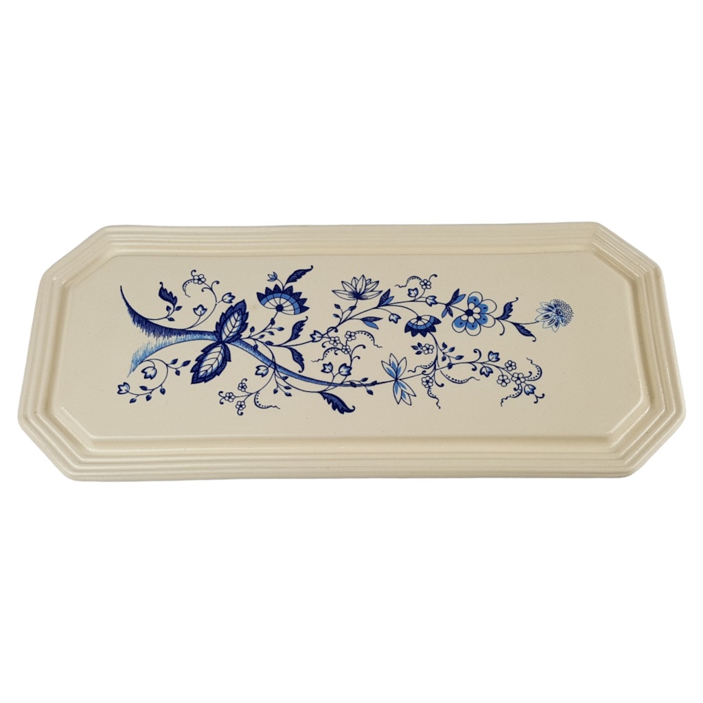 Herbolzheim Keramik Zwiebelmuster Kuchenplatte Servierplatte 36,2 cmx16,3 cm