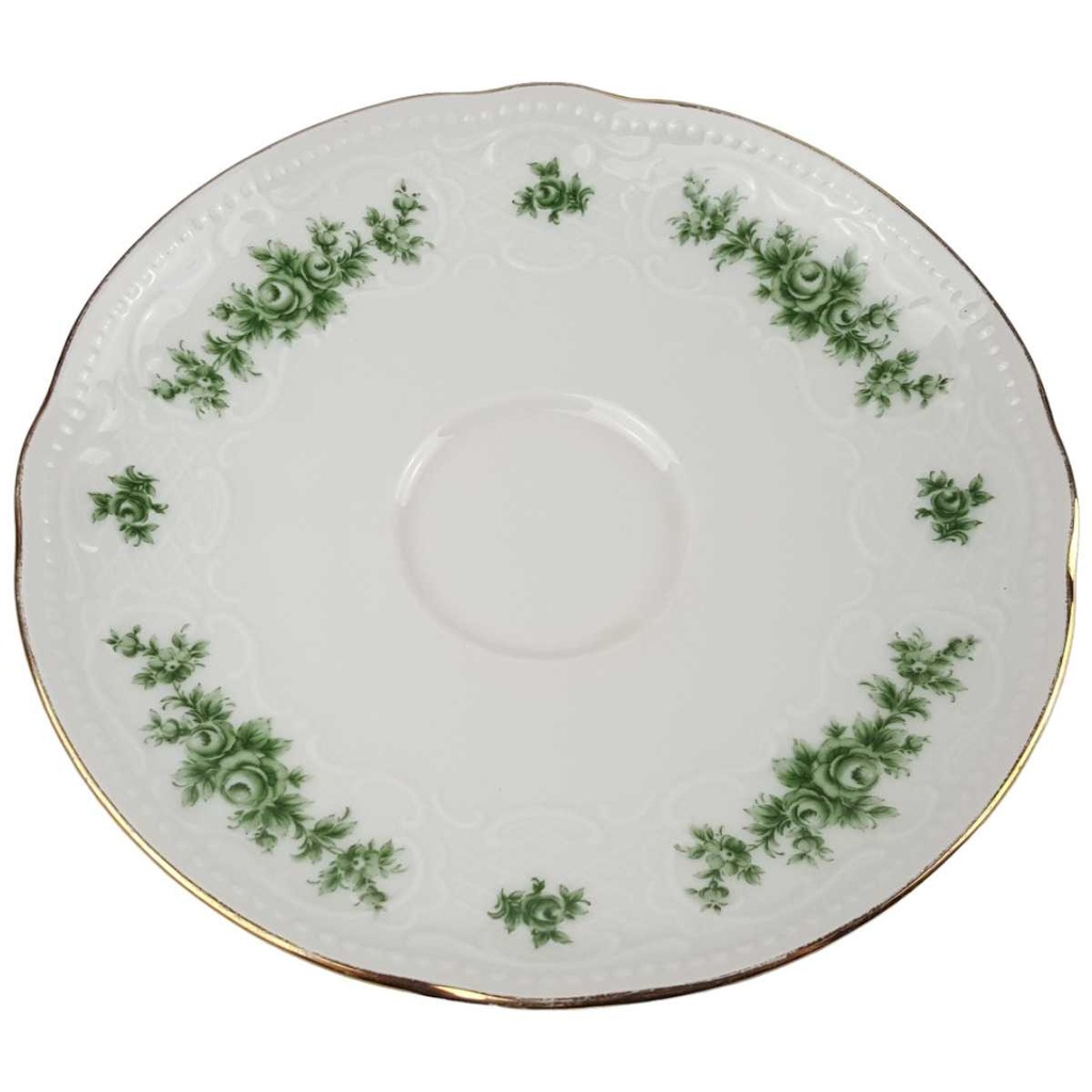 [458164888] Untertasse für Kaffee 14,7 cm Seltmann Weiden Wien Grüne Rose gebraucht - gut